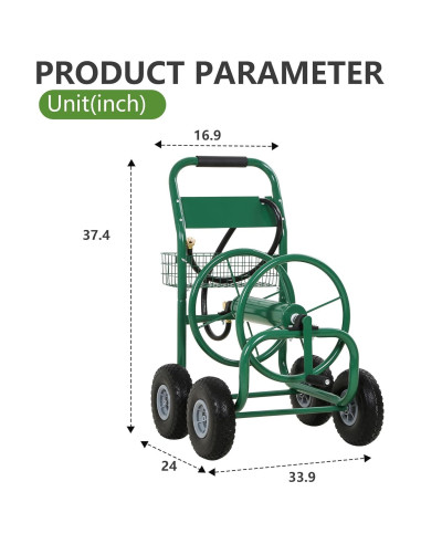 Carrete de Manguera PayLessHere 300 Pies Verde Resistente