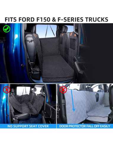 Cubierta de Asiento Trasero para Perros ABE-01 Negra 141.8x67.6cm