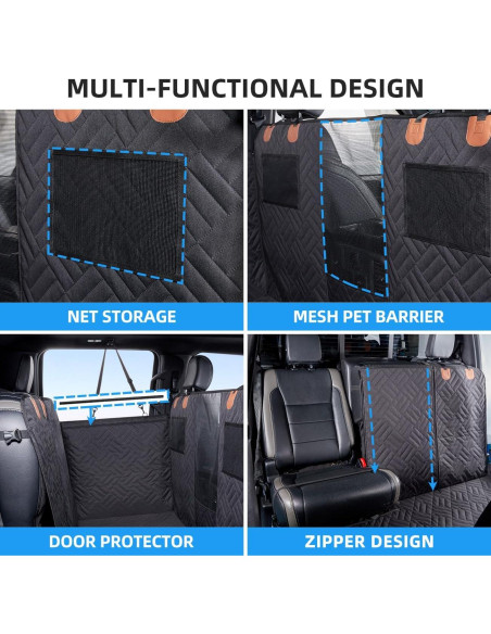 Cubierta de Asiento Trasero para Perros ABE-01 Negra 141.8x67.6cm