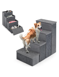 Escaleras Plegables para Perros Giantex 4 Pasos 58.4 cm Gris