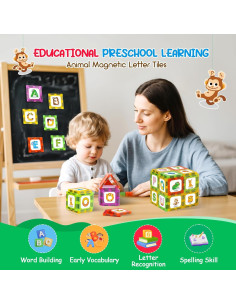 Juguetes de Aprendizaje Magnéticos Windidi - Alfabeto Animal 48PCS 2