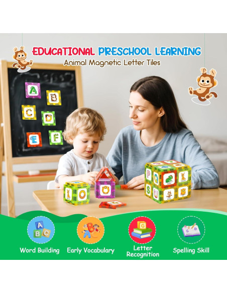 Juguetes de Aprendizaje Magnéticos Windidi - Alfabeto Animal 48PCS