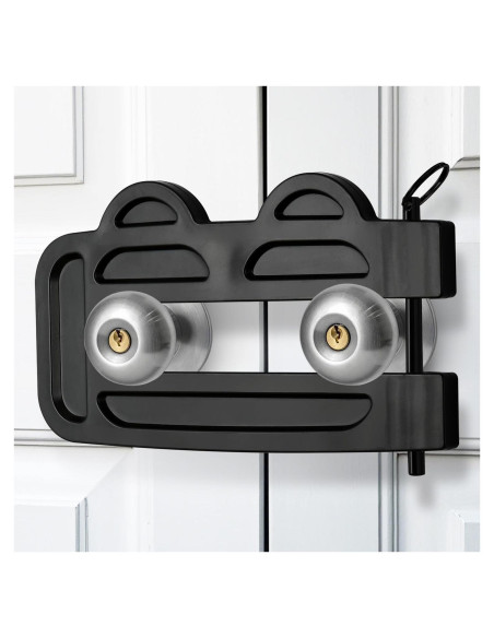 Cerradura de Doble Puerta OROILUPU Ajustable Seguridad Negro