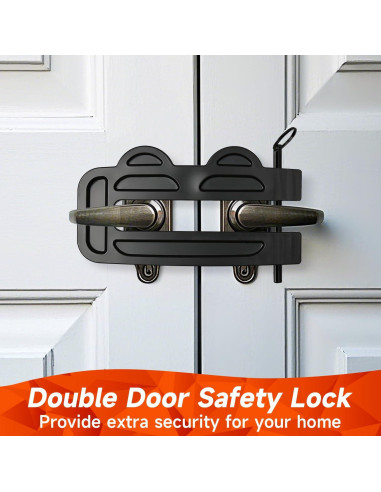 Cerradura de Doble Puerta OROILUPU Ajustable Seguridad Negro