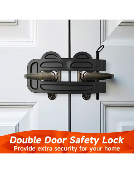 Cerradura de Doble Puerta OROILUPU Ajustable Seguridad Negro