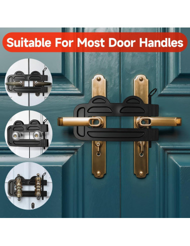 Cerradura de Doble Puerta OROILUPU Ajustable Seguridad Negro