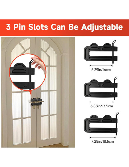 Cerradura de Doble Puerta OROILUPU Ajustable Seguridad Negro