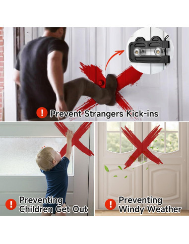 Cerradura de Doble Puerta OROILUPU Ajustable Seguridad Negro