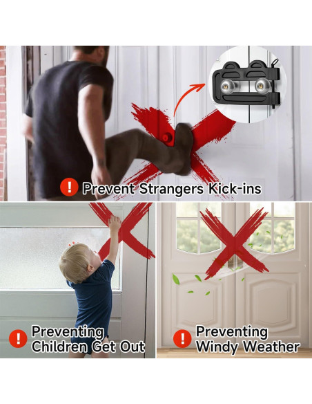 Cerradura de Doble Puerta OROILUPU Ajustable Seguridad Negro