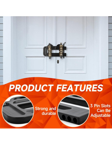 Cerradura de Doble Puerta OROILUPU Ajustable Seguridad Negro