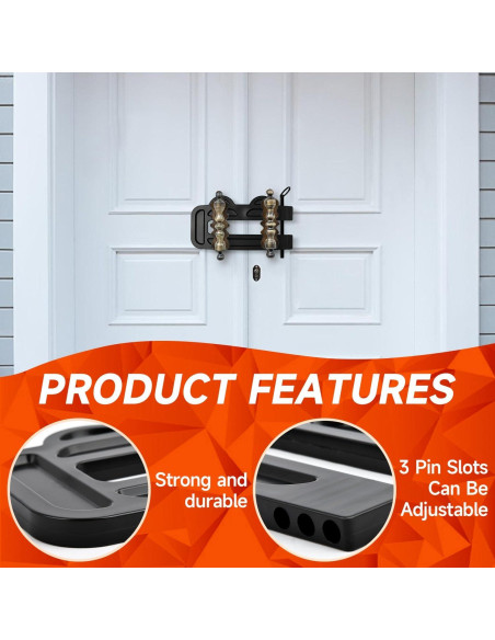 Cerradura de Doble Puerta OROILUPU Ajustable Seguridad Negro