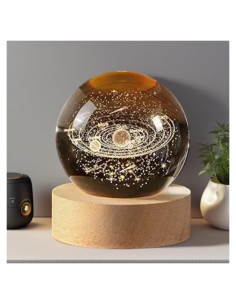 Bola de Cristal Solar 3D YISHANGFA con Base de Madera LED 60 mm