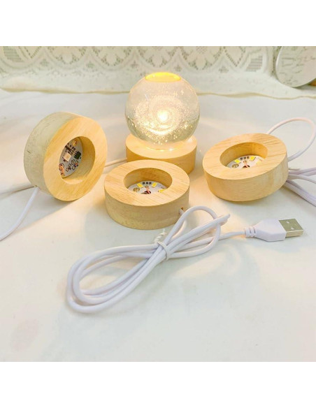 Bola de Cristal Solar 3D YISHANGFA con Base de Madera LED 60 mm