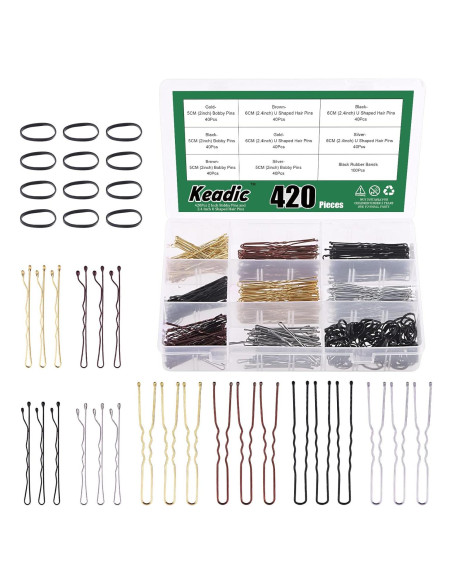 Keadic Kit de Horquillas de Metal 421 Piezas con Estuche