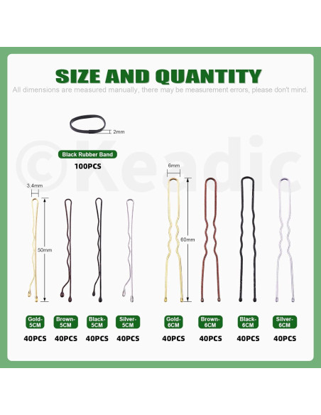 Keadic Kit de Horquillas de Metal 421 Piezas con Estuche