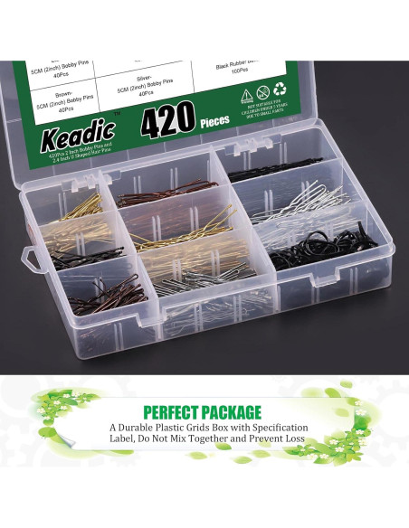 Keadic Kit de Horquillas de Metal 421 Piezas con Estuche