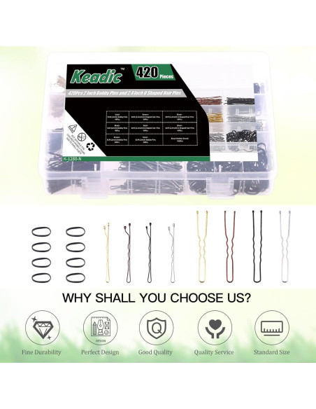 Keadic Kit de Horquillas de Metal 421 Piezas con Estuche