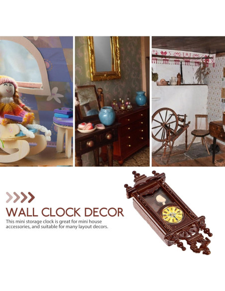 Reloj de pared miniatura HOMSFOU de madera vintage 6x2.2 cm