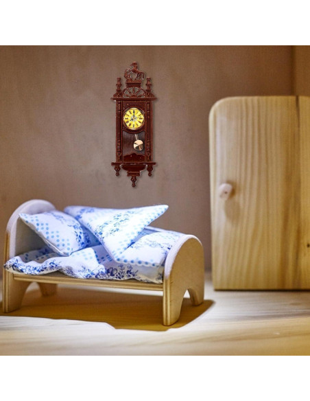 Reloj de pared miniatura HOMSFOU de madera vintage 6x2.2 cm