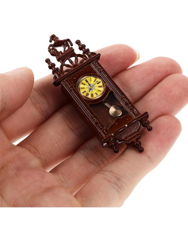 Reloj de pared miniatura HOMSFOU de madera vintage 6x2.2 cm