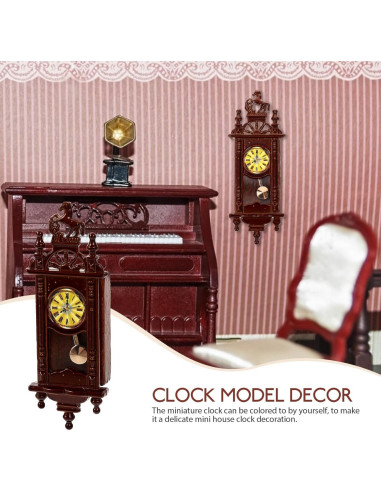 Reloj de pared miniatura HOMSFOU de madera vintage 6x2.2 cm