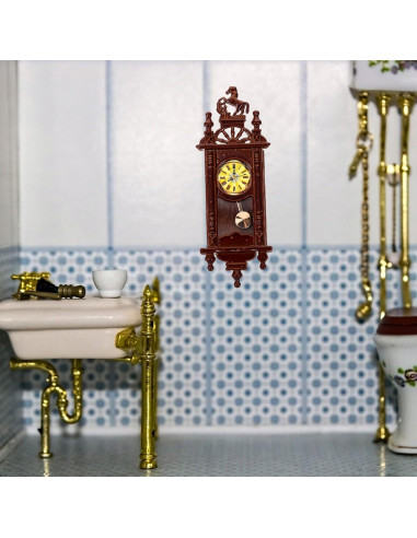 Reloj de pared miniatura HOMSFOU de madera vintage 6x2.2 cm