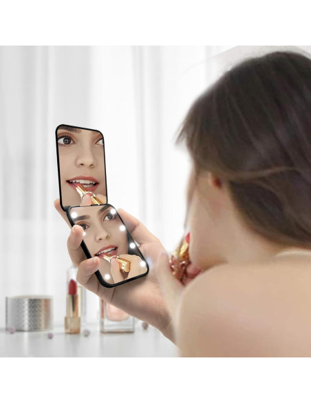 Espejo Compacto de Maquillaje Milishow con Luz LED 1x/3x