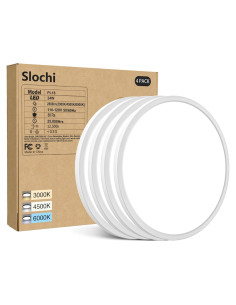 4 Pack Luz de Techo LED Slochi 24W 22.86 cm Blanca 3000K/4500K/6000K