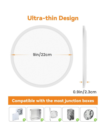 4 Pack Luz de Techo LED Slochi 24W 22.86 cm Blanca 3000K/4500K/6000K