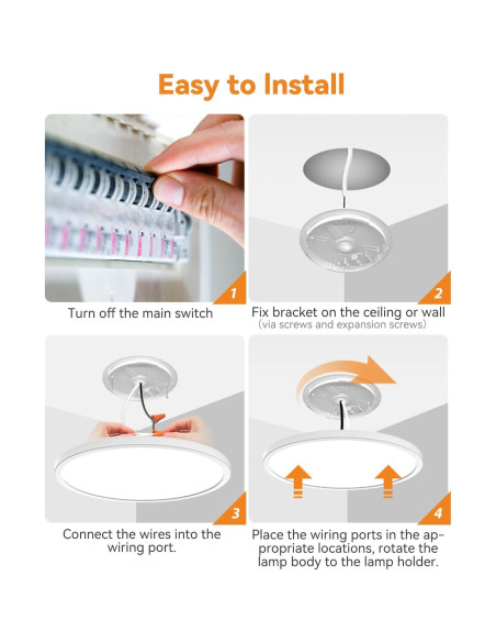 4 Pack Luz de Techo LED Slochi 24W 22.86 cm Blanca 3000K/4500K/6000K
