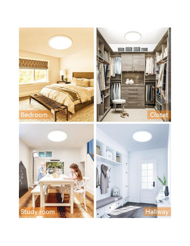 4 Pack Luz de Techo LED Slochi 24W 22.86 cm Blanca 3000K/4500K/6000K