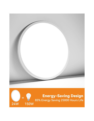 4 Pack Luz de Techo LED Slochi 24W 22.86 cm Blanca 3000K/4500K/6000K