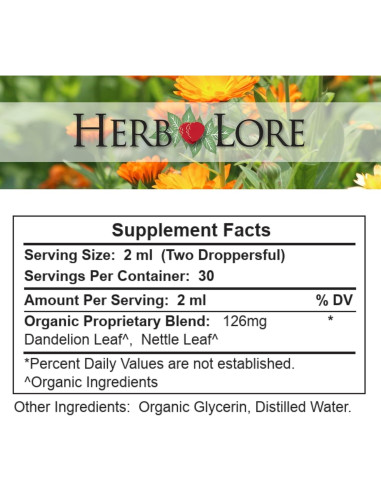 Tintura Orgánica de Diente de León y Ortiga Herb Lore 59 ml