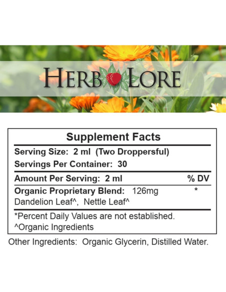 Tintura Orgánica de Diente de León y Ortiga Herb Lore 59 ml