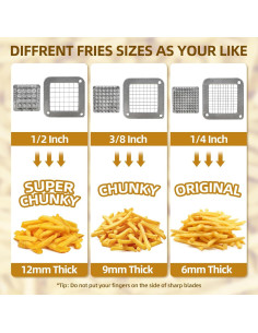 Cortador de Papas Fritas Manual SHSYCER con 3 Cuchillas 0.64-1.27 cm 2