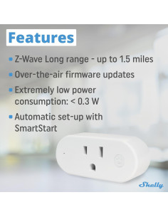 Enchufe Inteligente Shelly Wave US LR Z-Wave 15A Monitoreo Energía 2
