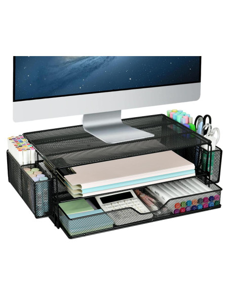 Soporte para Monitor AUPSEN 2 Niveles con Cajón y Sujetapapeles