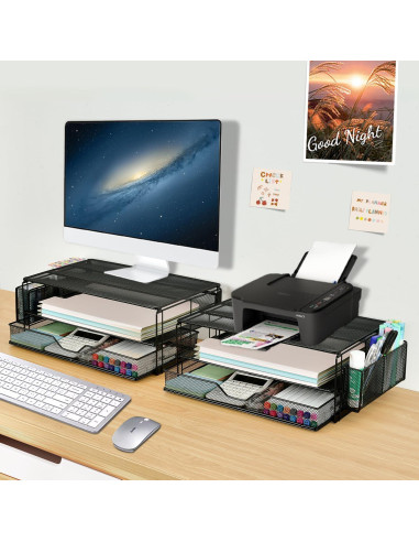 Soporte para Monitor AUPSEN 2 Niveles con Cajón y Sujetapapeles