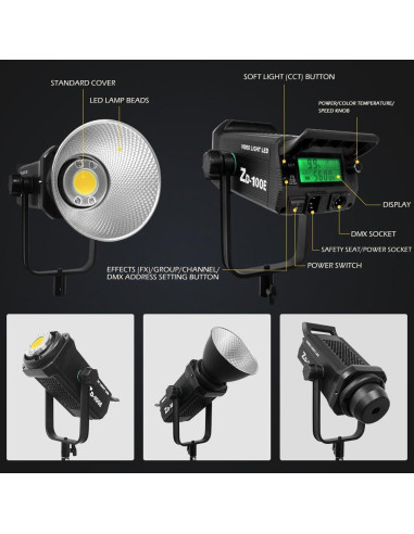 Luz de Estudio Fotográfica Yidoblo ZD-100E 300W Bi-Color LED