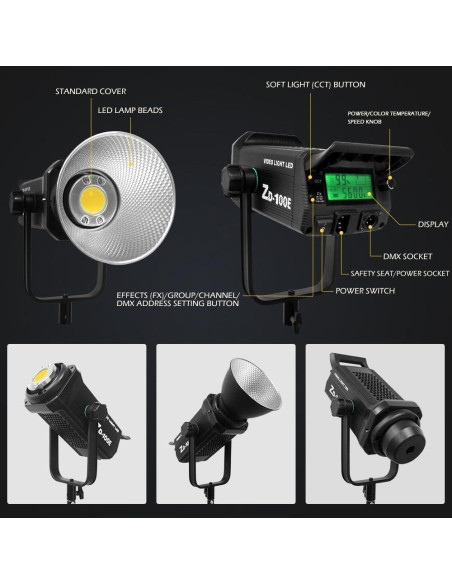 Luz de Estudio Fotográfica Yidoblo ZD-100E 300W Bi-Color LED