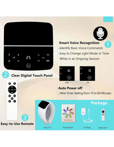 Máquina de Terapia Facial LED 7 Colores Arthaxi - Control por Voz