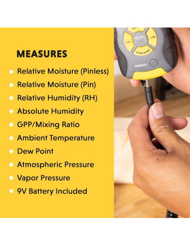 Termo-Higrómetro General RHMG650 9-en-1 con Medidor de Humedad