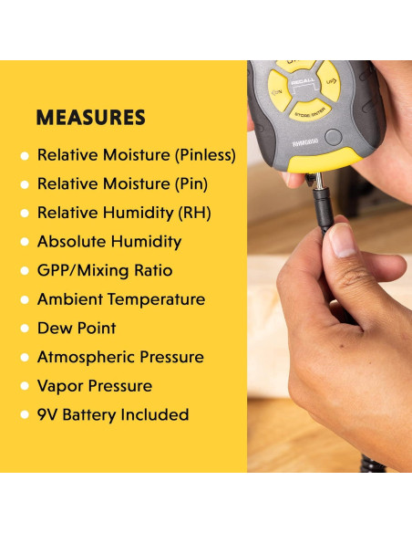 Termo-Higrómetro General RHMG650 9-en-1 con Medidor de Humedad