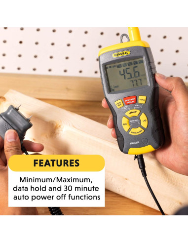 Termo-Higrómetro General RHMG650 9-en-1 con Medidor de Humedad