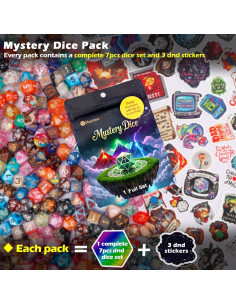 Conjunto de Dados Poliedricos Haxtec DND 7 Piezas con Pegatinas 2