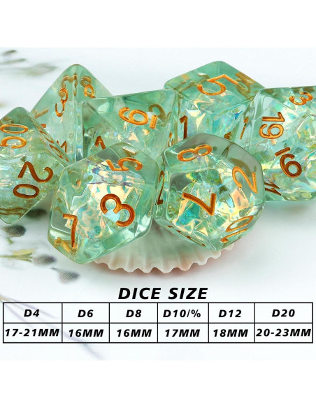 Conjunto de Dados Poliedricos Haxtec DND 7 Piezas con Pegatinas