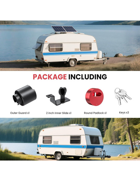 Cerradura de Enganche de Remolque RVSNAIL 2" Antirrobo