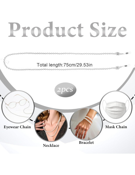 Cadena de Gafas de Perlas LIQWEI 75cm para Mujeres