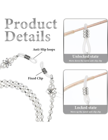 Cadena de Gafas de Perlas LIQWEI 75cm para Mujeres