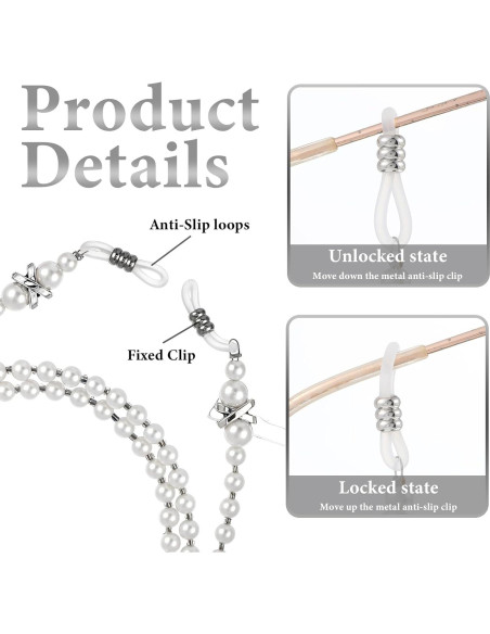 Cadena de Gafas de Perlas LIQWEI 75cm para Mujeres